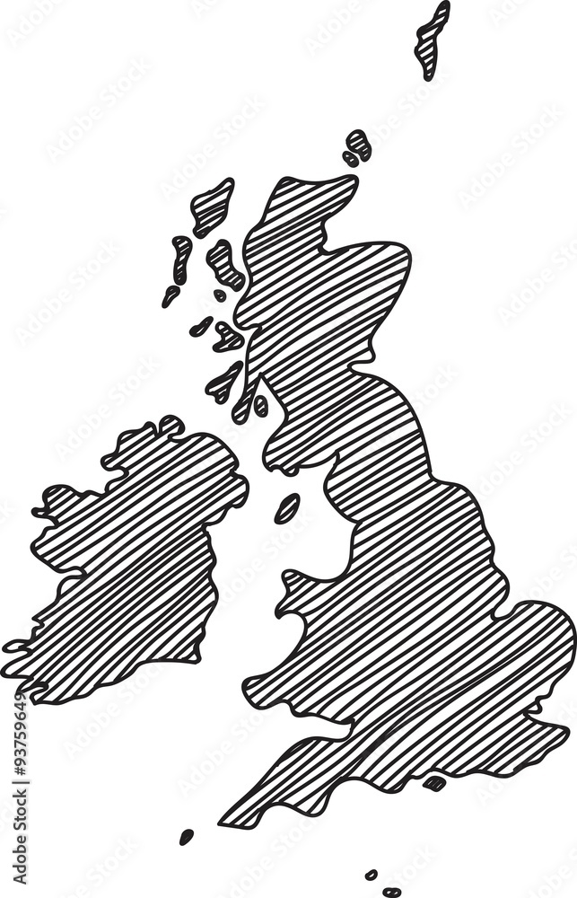 Obraz premium Doodle freehand outline sketch of Great Britain map. Vector illustration.