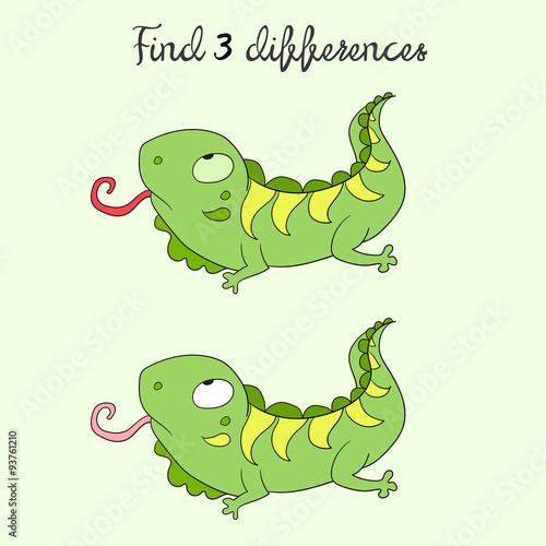 Find differences kids layout for game iguana 