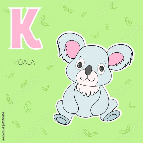 Alphabet letter K koala children vector