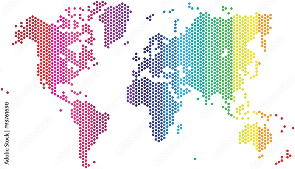 Fototapeta premium Dots world map on white background, vector illustration.