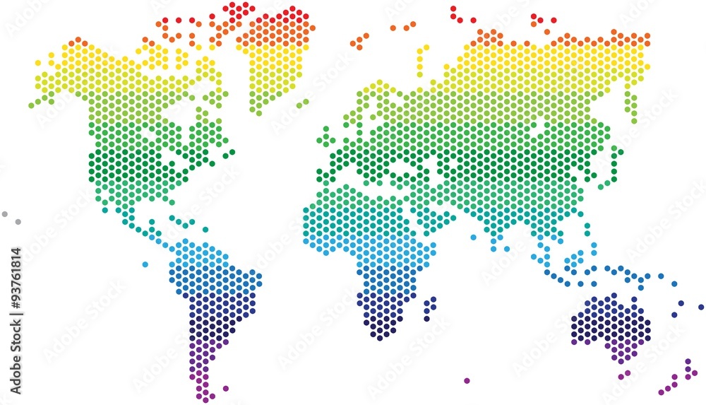 Fototapeta premium Dots world map on white background, vector illustration.