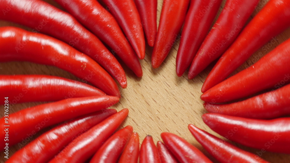 Red chili peppers closeup rotating. 4K UHD.
Red chili peppers closeup rotating. 4K UHD.