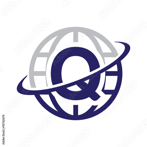 Initial Globe logo Q