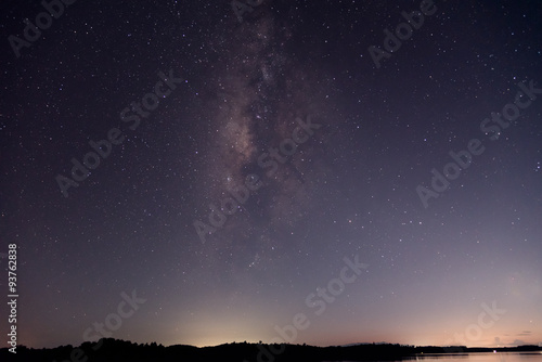 Milky Way and starry night over the lake