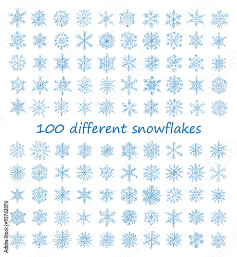 one hundred different snowflakes