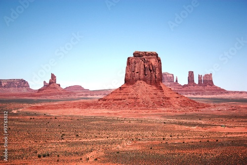 View from the Artist Point Overlook to East Mitten Butte and West Mitten Butte in Monument Valley, Utah USA