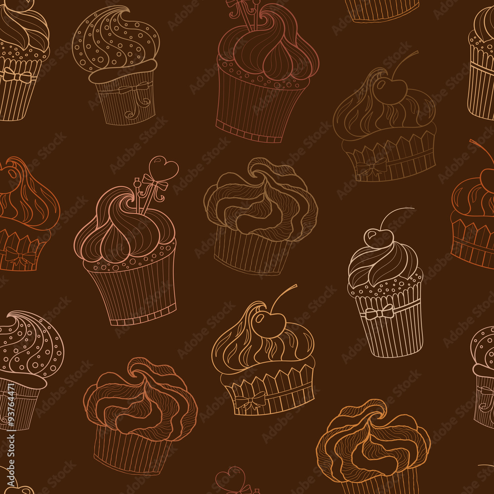vector pattern cupcake chocolate vector pattern cupcake chocolate