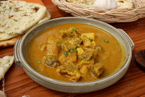 Indian naan bread with curry