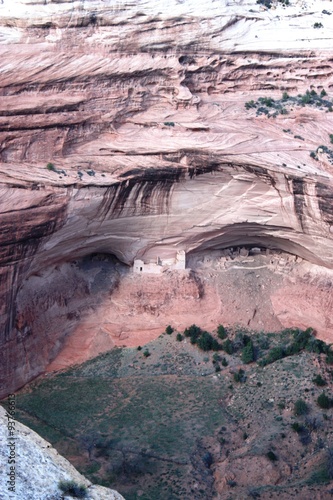 High angle view of the Mummy Cave ruins in the Canyon de Chelly National Monument, Arizona photo