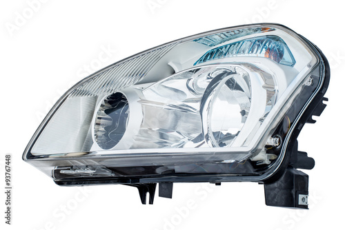 Car headlight on a white background photo