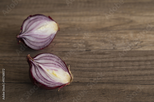 Sliced red onion halves