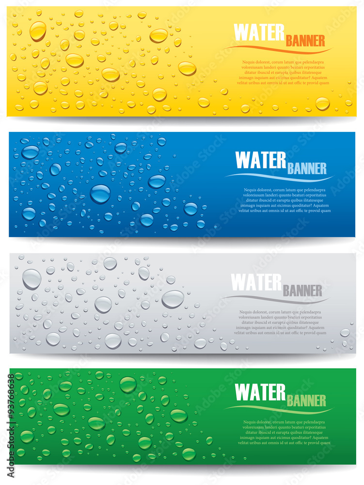 Naklejka premium water drops with place for text on different color backgrounds