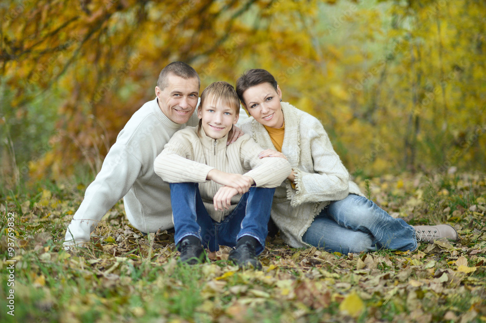 happy family in autumn park