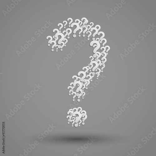 question mark consisting of smaller ones on gray background