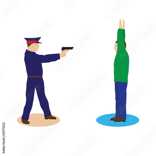 Criminal, offender and Police officer.