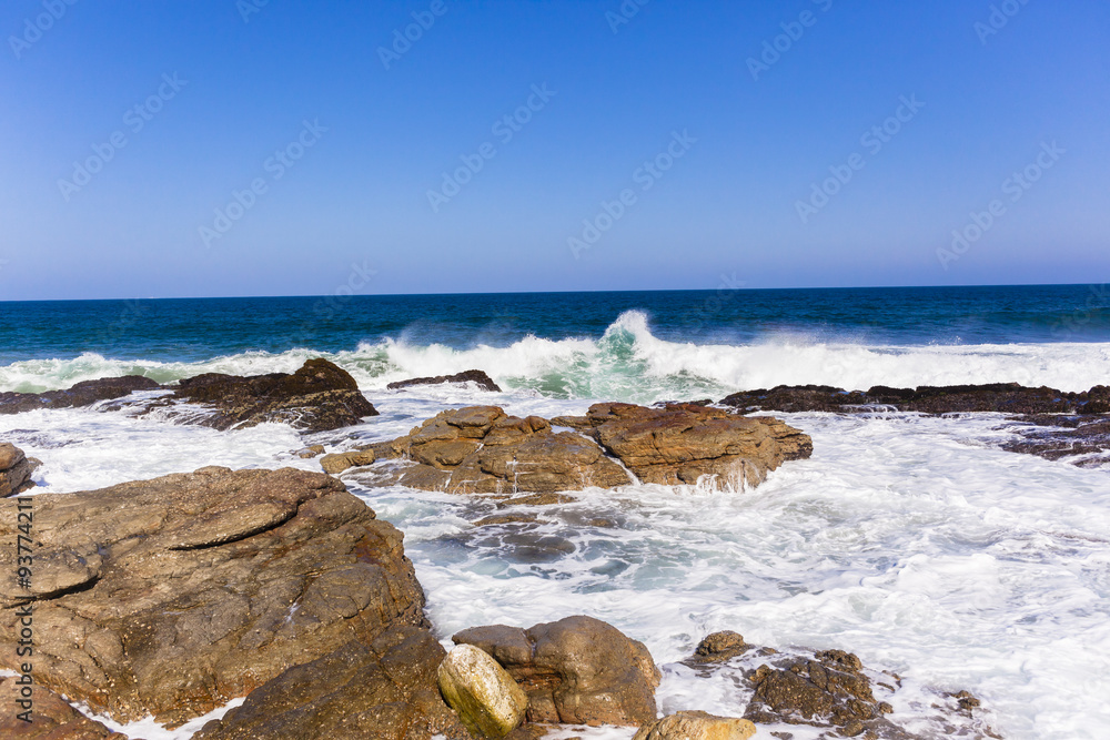 Rocky Coastline Waves ocean blue landscape