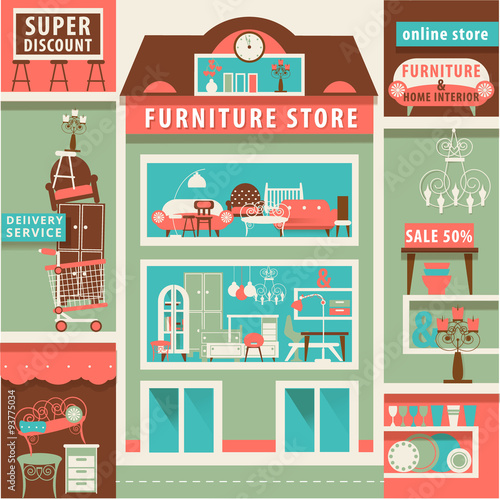 on line Furniture and Home Interior Store Set