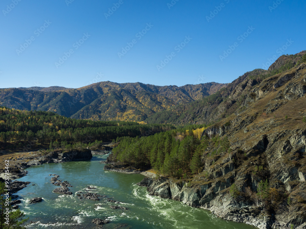 Mountain river in autumn, Altai Mountains, Russia

