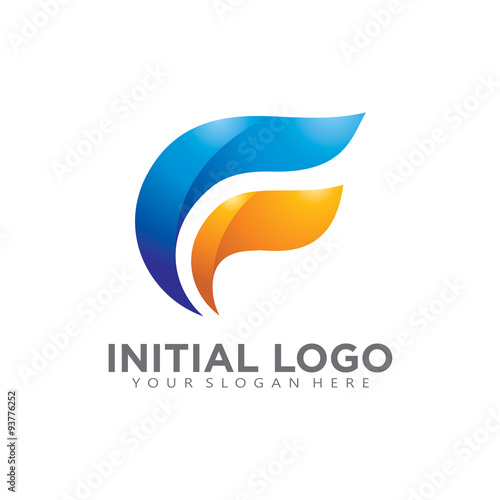 Fire initila f  f letter  vector  logo  design