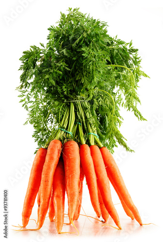 Fresh carrots bunch isolated on white