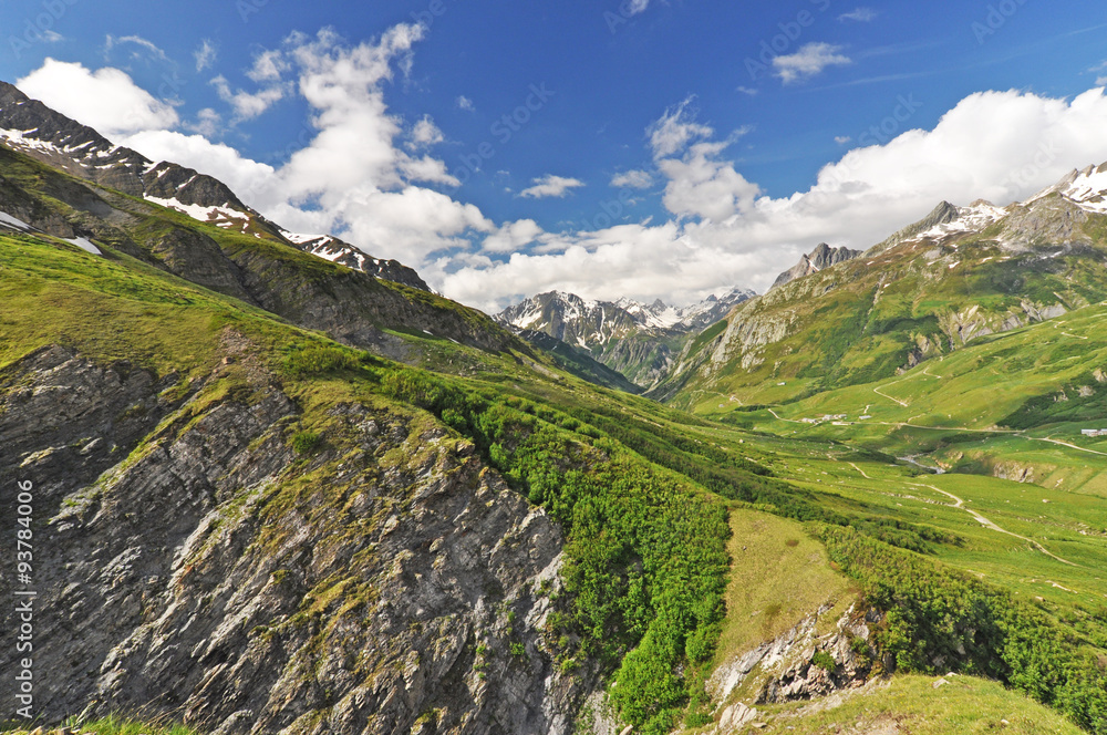 Naklejka premium Alpine nature / The Alps are the highest and most extensive mountain range system that lies entirely in Europe, across Austria, France, Germany, Italy, Liechtenstein, Monaco, Slovenia, and Switzerland