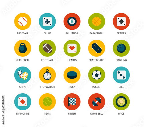 Round icons thin flat design, modern line stroke style