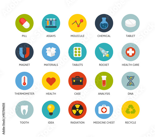 Round icons thin flat design, modern line stroke style