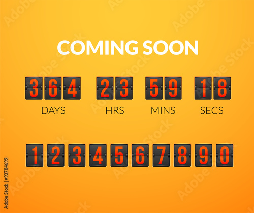 Coming Soon, flip countdown timer panel