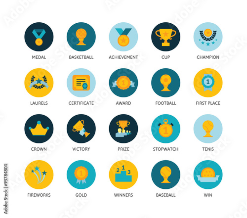 Round icons thin flat design, modern line stroke style
