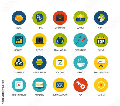 Round icons thin flat design, modern line stroke style