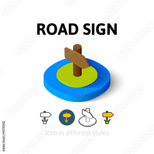 Road sign icon in different style