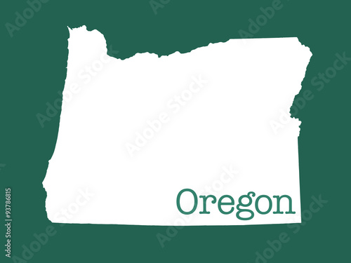 Oregon state outline illustration on green background
