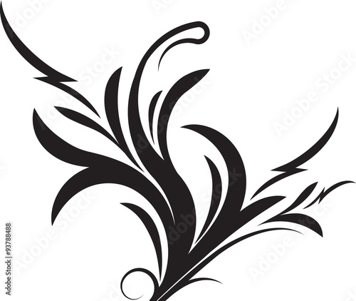 Fototapeta Naklejka Na Ścianę i Meble -  Decorative floral branch black and white vector illustration