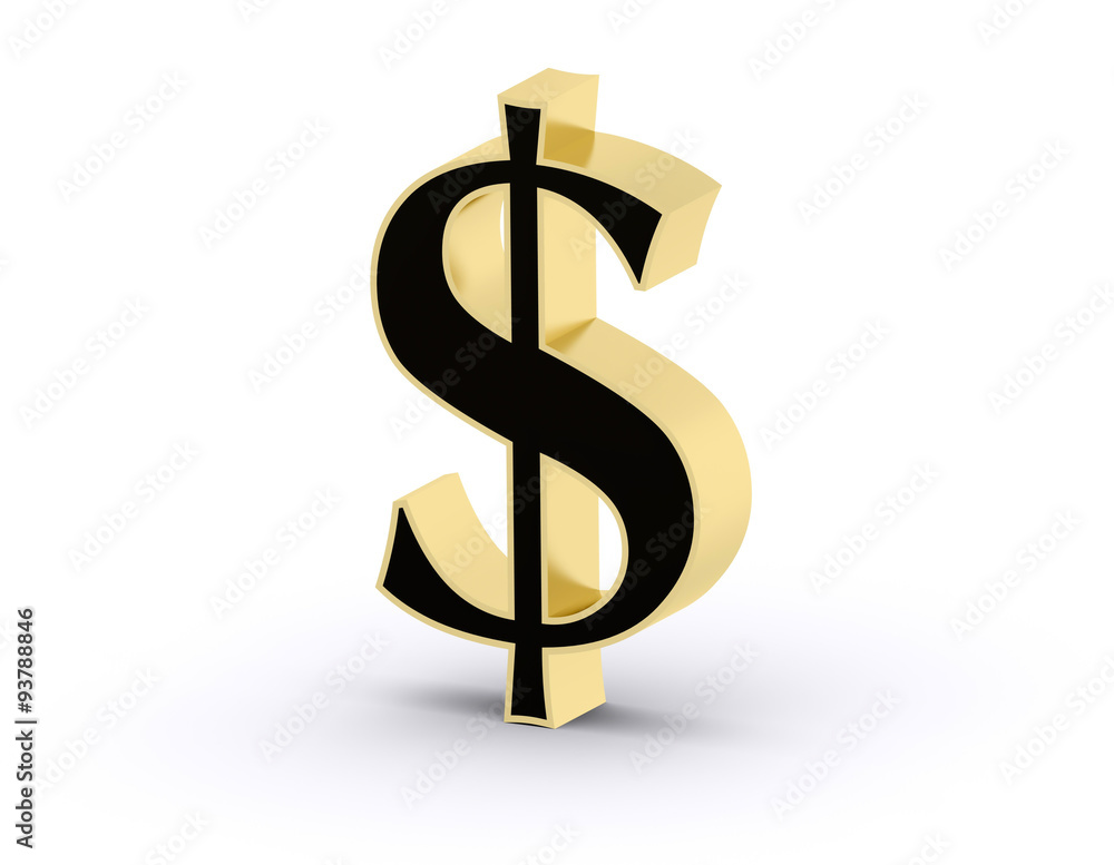 Dollar sign in 3D golden-black Dollar sign in 3D golden-black
