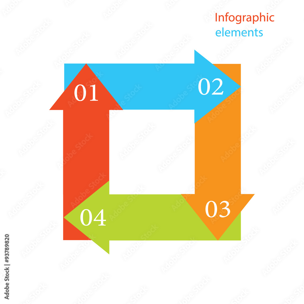 Colorful arrow number options banner. Colorful arrow number options banner.