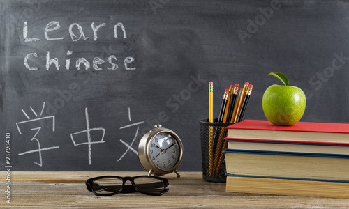 Obraz na płótnie Student desktop prepared to learn Chinese language