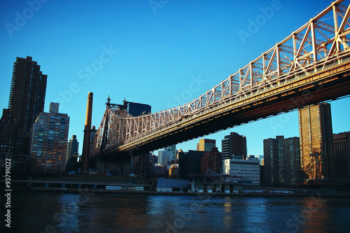 Railway bridge over the river and city views © stock.film