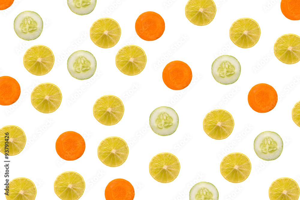 carrot,lime,cucumber isolated look like falling