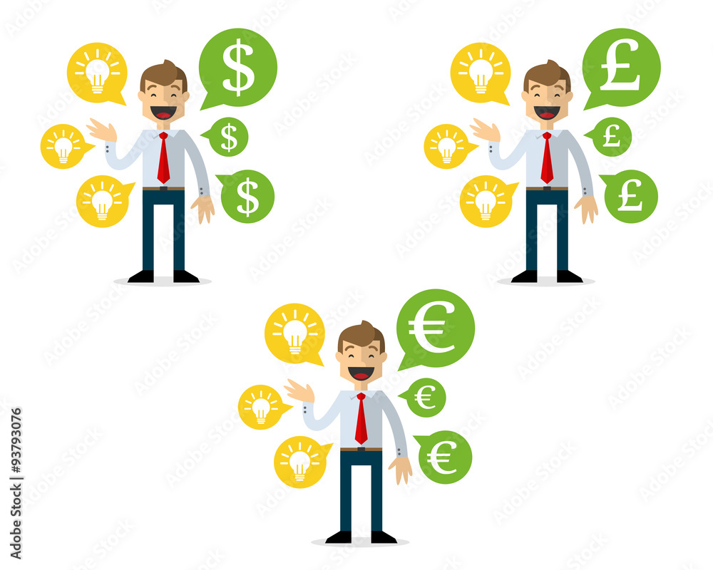 Vector pack of businessman talking about money and ideas Vector pack of businessman talking about money and ideas