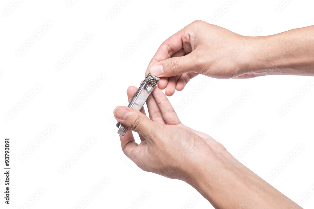 Close up of fingernail cutting isolated Close up of fingernail cutting isolated