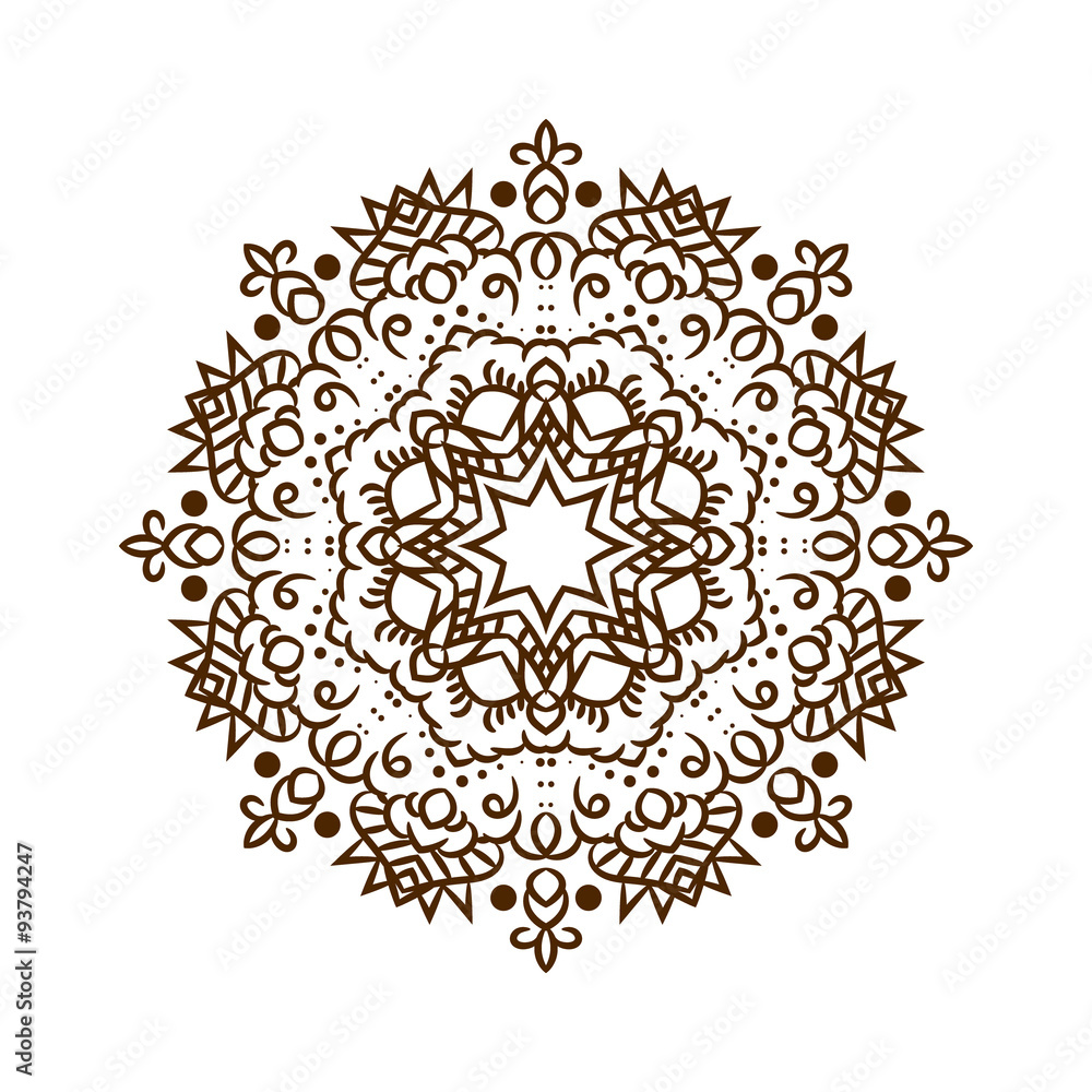 Hand drawn henna tattoo mandala. Vector lace ornament.