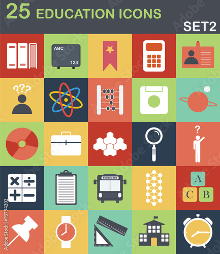 Set of 25 high quality education icons.