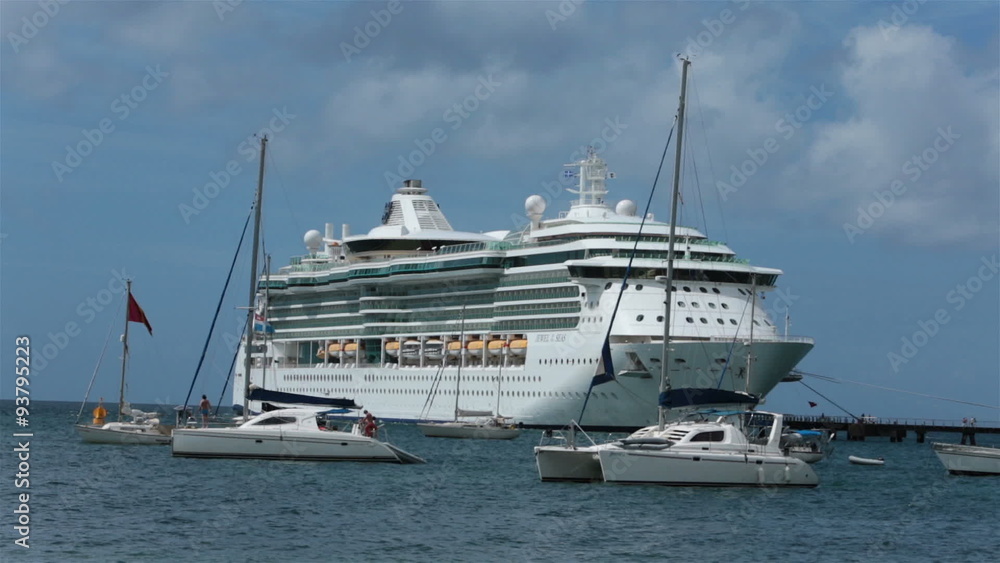Martinique cruise ship sail boats in harbor HD 1472 Martinique cruise ship sail boats in harbor HD 1472