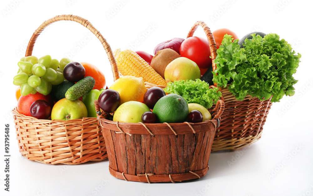 Fresh vegetables and fruits isolated on white Fresh vegetables and fruits isolated on white