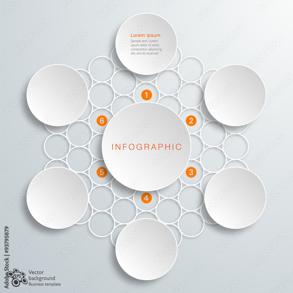 Infographics Vector Background #6-Step White Frame Infographics Vector Background #6-Step White Frame