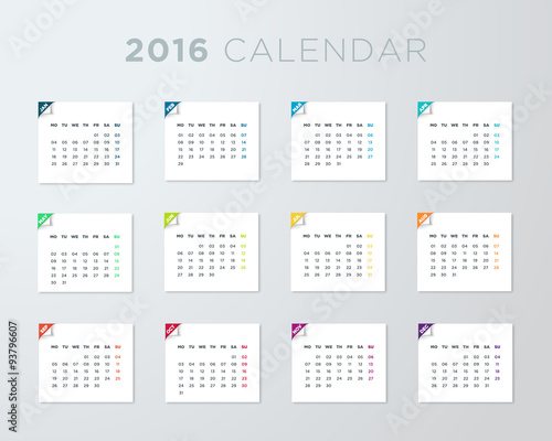 2016 Calendar On White Pages With Pealed Back Corners

