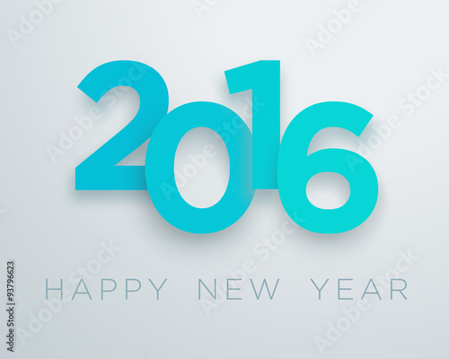 2016 Happy New Year Blue Vector With 3d Drop Shadow Design 2 