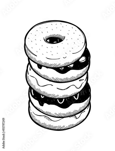 Stack of dough nut isolated on white background