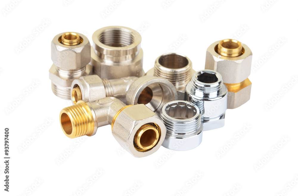 Set of plumbing fitting, isolated on white background Set of plumbing fitting, isolated on white background