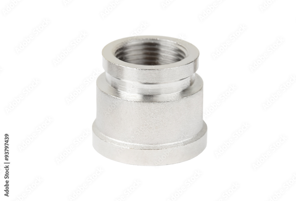 Iron plumbing fitting, isolated on white background Iron plumbing fitting, isolated on white background